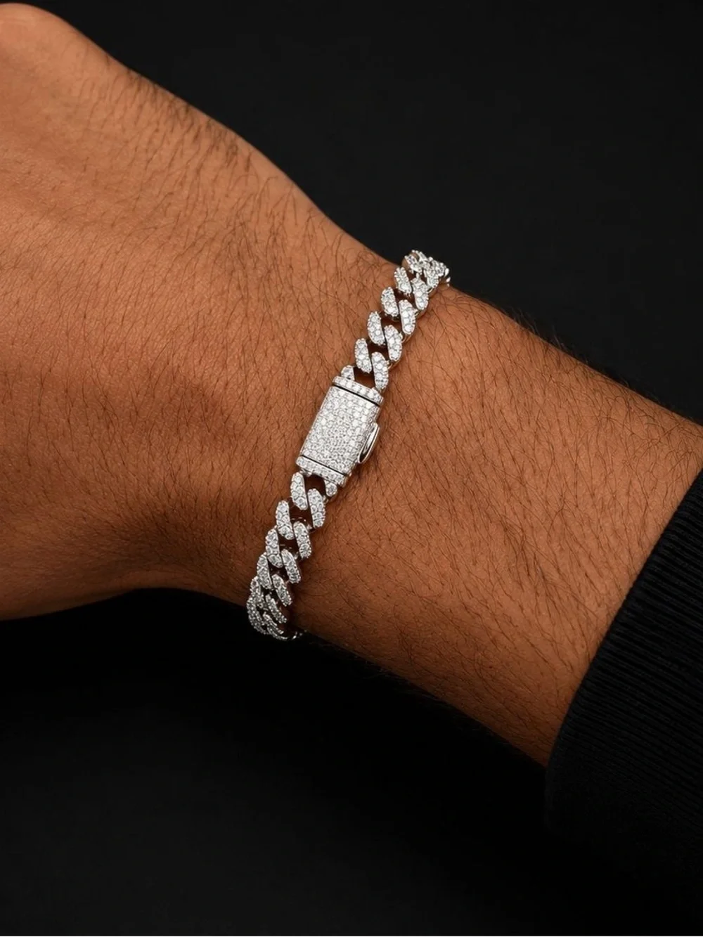 925 Silver, 3.5CTW Moissanite Slim Miami Cuban Bracelet